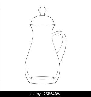 Handgezeichnete Vektor-Illustration der Kaffeekanne. Mit schwarzem Schaltkreis ohne Füllung auf weißem Hintergrund. Vektorabbildung Stock Vektor