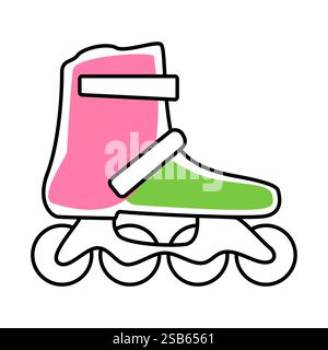 Rollschuhe, Skizzenstil, handgezeichnete Illustration auf weißem Hintergrund. Stock Vektor