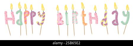 Alles Gute zum Geburtstag, Vektorbild von Kuchenkerzen, Kindergeburtstag Stock Vektor