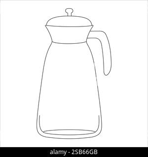 Handgezeichnete Vektor-Illustration der Kaffeekanne. Mit schwarzem Schaltkreis ohne Füllung auf weißem Hintergrund. Vektorabbildung Stock Vektor