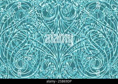 Abstraktes blaublaues Muster mit komplizierten Liniendesigns und Wirbeln in einer harmonischen Anordnung Stock Vektor