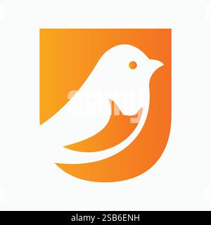Initial Letter U Dove Logo Konzept für Freedom Symbol Vector Template Stock Vektor