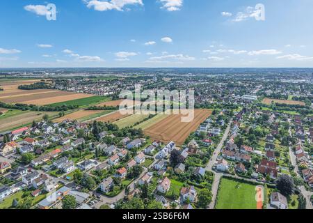 Blick auf Neusäß an der Schmutter im Großraum Augsburg in Schwaben Stockfoto