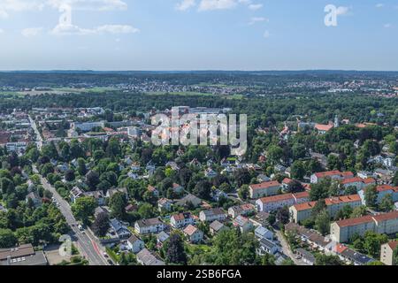 Blick aus der Vogelperspektive auf Augsburg, Blick auf Göggingen-Süd rund um die Friedrich-Ebert-Straße Stockfoto