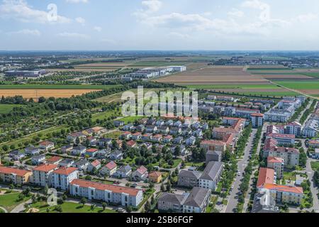 Blick aus der Vogelperspektive auf Augsburg, Blick auf Göggingen-Süd rund um die Friedrich-Ebert-Straße Stockfoto