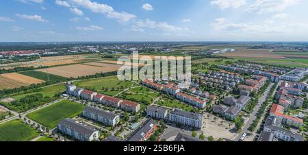 Blick aus der Vogelperspektive auf Augsburg, Blick auf Göggingen-Süd rund um die Friedrich-Ebert-Straße Stockfoto