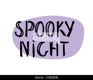 Hand Gezeichnet Spooky Nacht Kalligraphie Text Vektor Design. Vektorabbildung Stock Vektor