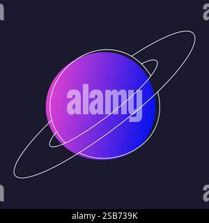 Violettes und blaues Saturn-Symbol auf schwarzem Hintergrund. Vektorabbildung Stock Vektor