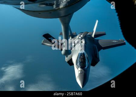 Eine F-35 Lighting II der US Air Force aus dem 48th Fighter Wing, RAF Lakenheath, England, geflogen von Major General Paul Moga, dem 3. Air Force Commander, annähernd Stockfoto