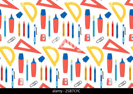 Schreibwaren Elemente nahtlose Muster Design Vektor Stock Vektor