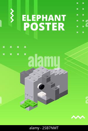 Elefantenposter zum Aufdrucken und Design. Vektorabbildung Stock Vektor