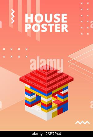Hausplakat für Druck und Design. Vektorabbildung Stock Vektor