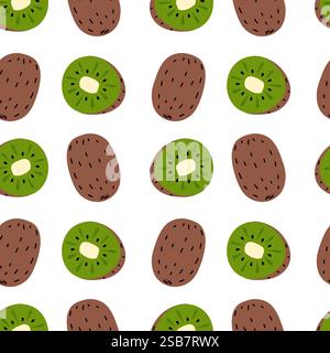 Farbenfrohes Muster geschnittener Kiwis auf weißem Hintergrund, das den Reiz frischer Früchte zeigt Stock Vektor