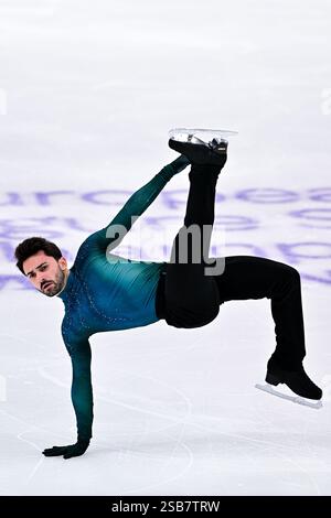 Tallinn, Estland. Februar 2025. Kevin AYMOZ (FRA), während des Men Free Skating bei den ISU European Figure Skating Championships 2025, in der Tondiraba Ice Hall, am 1. Februar 2025 in Tallinn, Estland. Quelle: Raniero Corbelletti/AFLO/Alamy Live News Stockfoto