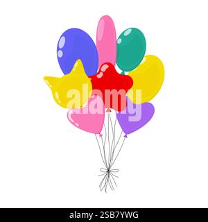 Bunte Ballons in verschiedenen Formen und Größen für fröhliche Feiern und Veranstaltungen Stock Vektor