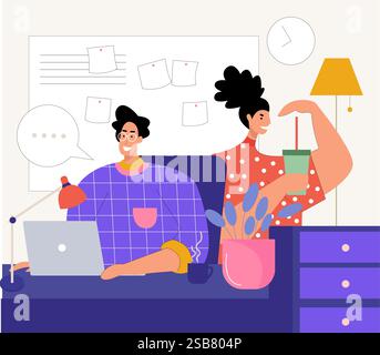 Büro. Geschäftsdarstellung. Büroarbeitsplatz. Zeichentrickgrafiken mit flachen Vektorgrafiken Stock Vektor