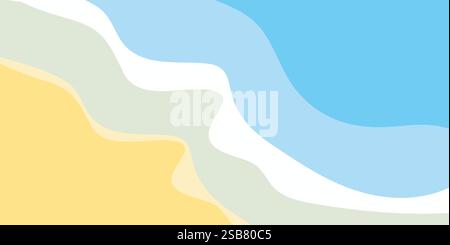 Blick von oben auf die Meereswellen isoliert. Vektorillustration mit Luftaufnahme auf realistischem Ozean oder Meereswellen mit Schaum. Stock Vektor