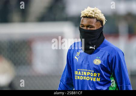 NIJMEGEN, 01-02-2025, Goffert Stadium, Fußball, niederländische eredivisie, Staffel 2024/2025, PSV-Spieler Adamo Nagalo vor dem Spiel NEC - PSV. Beschreibung: Pro Shots/Alamy Live News Stockfoto