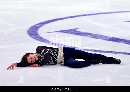 Tallinn, Estland. Februar 2025. Deniss VASILJEVS (LAT), während des Men Free Skating, bei der ISU Europameisterschaft 2025, in der Tondiraba Ice Hall, am 1. Februar 2025 in Tallinn, Estland. Quelle: Raniero Corbelletti/AFLO/Alamy Live News Stockfoto