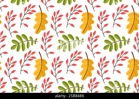 Herbstlaub- und Beerenmuster Stock Vektor