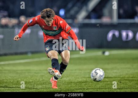 Nijmegen, Niederlande. Februar 2025. NIJMEGEN, 01-02-2025, Goffert Stadium, Fußball, niederländische eredivisie, Spiel der Saison 2024/2025 zwischen NEC und PSV. NEC-Spieler Koki Ogawa Credit: Pro Shots/Alamy Live News Stockfoto