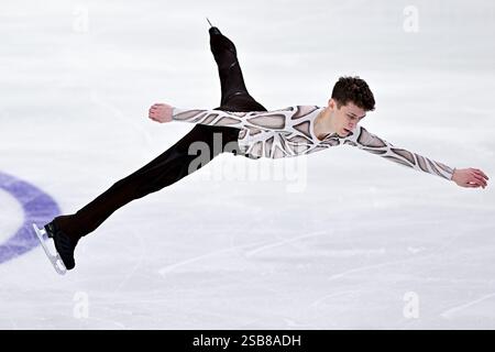 Tallinn, Estland. Februar 2025. Mihhail SELEVKO (EST), während des Freilauf-Skatings der Männer, bei der ISU Europameisterschaft 2025, in der Tondiraba Ice Hall, am 1. Februar 2025 in Tallinn, Estland. Quelle: Raniero Corbelletti/AFLO/Alamy Live News Stockfoto