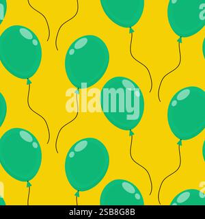 Hellgelber Hintergrund mit grünen Ballons, die eine festliche Atmosphäre für Feiern schaffen Stock Vektor