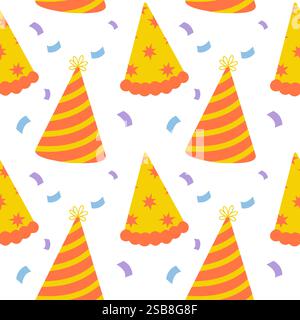 Bunte Partyhüte mit Konfetti schaffen eine lebendige Atmosphäre für Feiern Stock Vektor