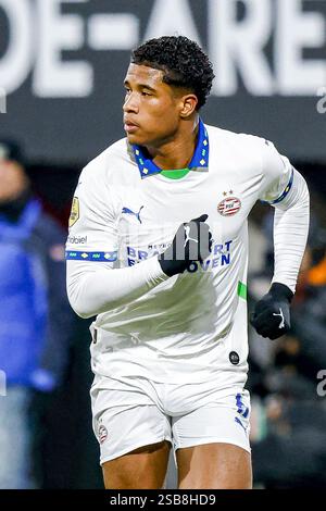 NIJMEGEN, 01-02-2025, Goffert Stadium, Fußball, niederländische eredivisie, Staffel 2024/2025, PSV-Spieler Ryan Flamingo während des Spiels NEC - PSV. Beschreibung: Pro Shots/Alamy Live News Stockfoto