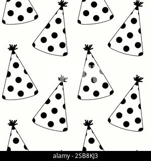 Lustige Polka Dot Partyhüte in einem verspielten Muster auf hellem Hintergrund Stock Vektor