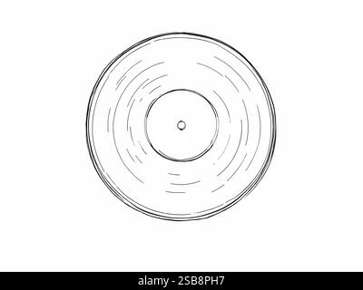 Minimalistische Schallplattenzeichnung Stockfoto
