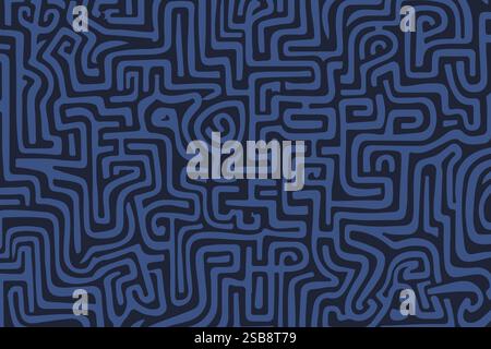 Kompliziertes blaues und schwarzes Labyrinth Stock Vektor