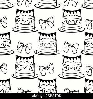 Muster aus Kuchen und Schleifen für festliche Anlässe und Feiern Stock Vektor