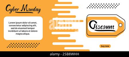 Cyber Monday Werbebanner mit Rabattangeboten und lebendigen Grafiken Stock Vektor