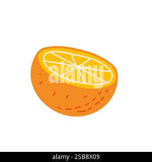 In Orange geschnittenes Orange mit einem hellen Innenraum vor einem schlichten weißen Hintergrund Stock Vektor