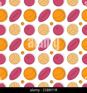 Vector Sports Balls Schwarzer und weißer nahtloser Hintergrund Stock Vektor