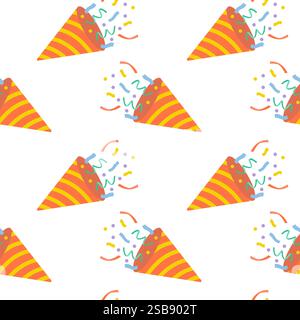 Bunte Partyhüte mit Konfetti bilden einen lustigen festlichen Hintergrund für Feiern Stock Vektor
