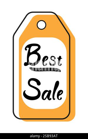 Hellgelbes Verkaufsanhänger mit den Worten Best Sale in stilvoller Schriftart für Werbezwecke Stock Vektor