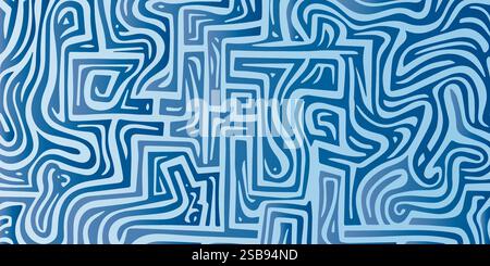 Labyrinth-Symbol. Lineare, blaue Füllung und Verlaufsstil isoliert auf weißem Hintergrund Stock Vektor