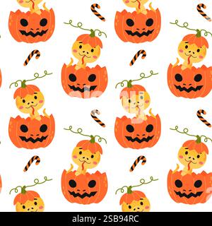 Niedliche Schlange im Jack-O-Lantern-Muster Stock Vektor
