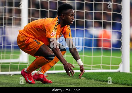 Barcelona, Spanien. Februar 2025. Barcelona, Spanien, 1. Februar 2025: Vinicius Junior von Real Madrid CF während des Fußballspiels La Liga EA Sports zwischen RCD Espanyol und Real Madrid im RCDE-Stadion in Barcelona, Spanien (Judit Cartiel/SPP) Credit: SPP Sport Press Photo. /Alamy Live News Stockfoto