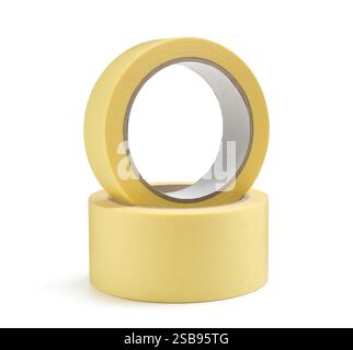 Rollen Abdeckband isoliert auf weiß Stockfoto