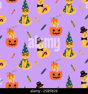 Schlangen in Halloween Kostümen Muster Stock Vektor