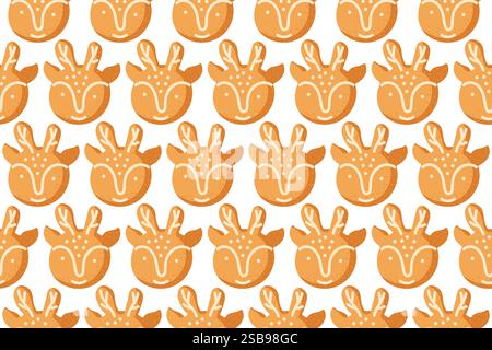 Musterdesign mit stilvollen Hirschköpfen in warmen Tönen auf weißem Hintergrund Stock Vektor