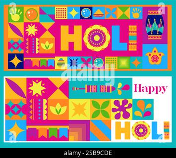 Happy Holi Typografie Design Vektor Stock Vektor