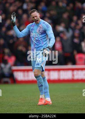 Nottingham, Großbritannien. Februar 2025. Matz Sels (NF) im Nottingham Forest gegen Brighton & Hove Albion, EPL Match, at the City Ground, Nottingham, Notts. Quelle: Paul Marriott/Alamy Live News Stockfoto