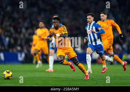 Barcelona, Spanien. Februar 2025. Barcelona, Spanien, 1. Februar 2025: Während des Fußballspiels La Liga EA Sports zwischen RCD Espanyol und Real Madrid im RCDE-Stadion in Barcelona, Spanien (Judit Cartiel/SPP) Credit: SPP Sport Press Photo. /Alamy Live News Stockfoto