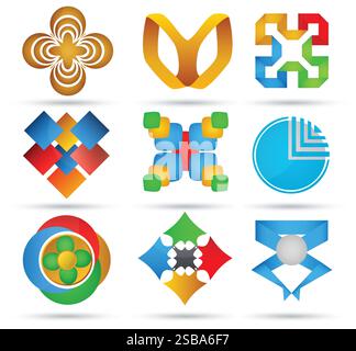 Abstrakte Symbole. Set von geometrischen Symbolen für die Konstruktion Stock Vektor