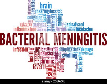 Bakterielle Meningitis konzeptuelle Vektor-Illustration Wortwolke isoliert auf weißem Hintergrund. Stock Vektor