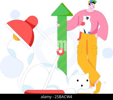 Bildung und Lernen Menschen Flachvektor Konzept Hand gezeichnet Illustration Stock Vektor